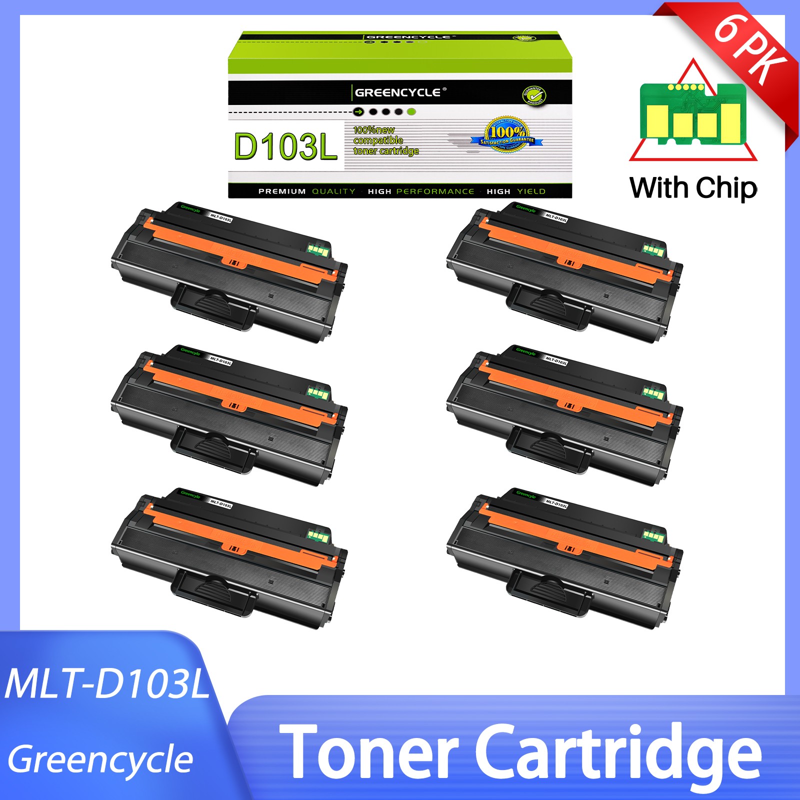 6Pack MLT-D103L Toner Compatible with Samsung 103L ML2950ND ML2955DW SCX4728FD