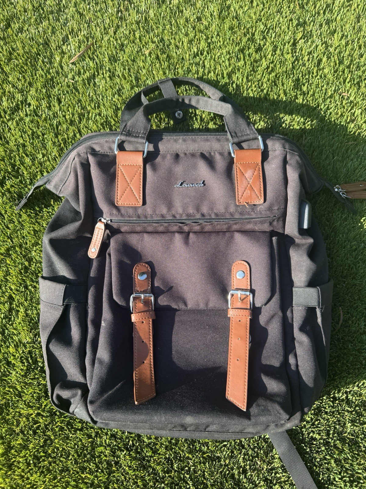 New Lovevook Black Leather Backpack Laptop Bag