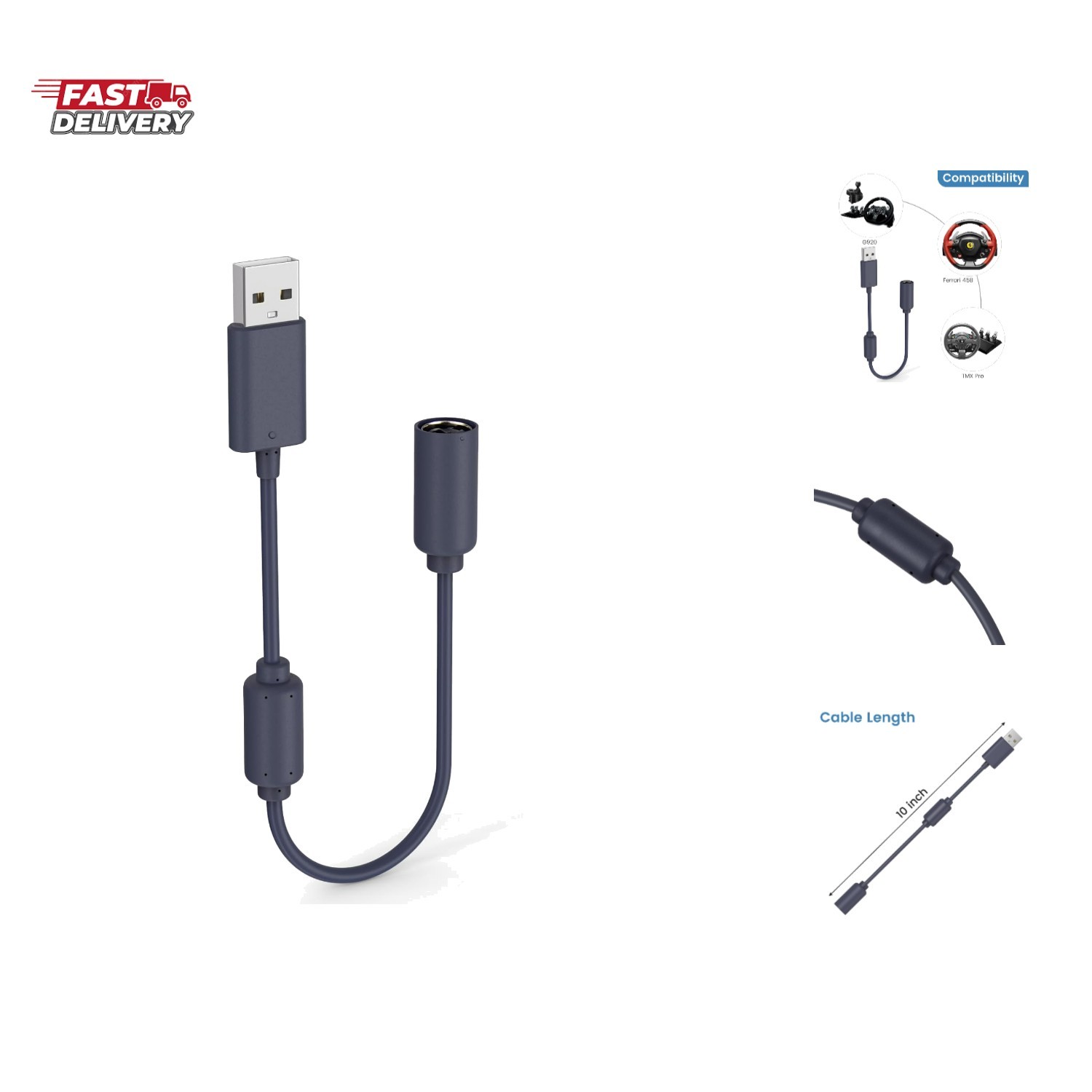 Replacement USB Cable for Logitech G920, Ferrari 458 Spider Racing Wheel Driv...