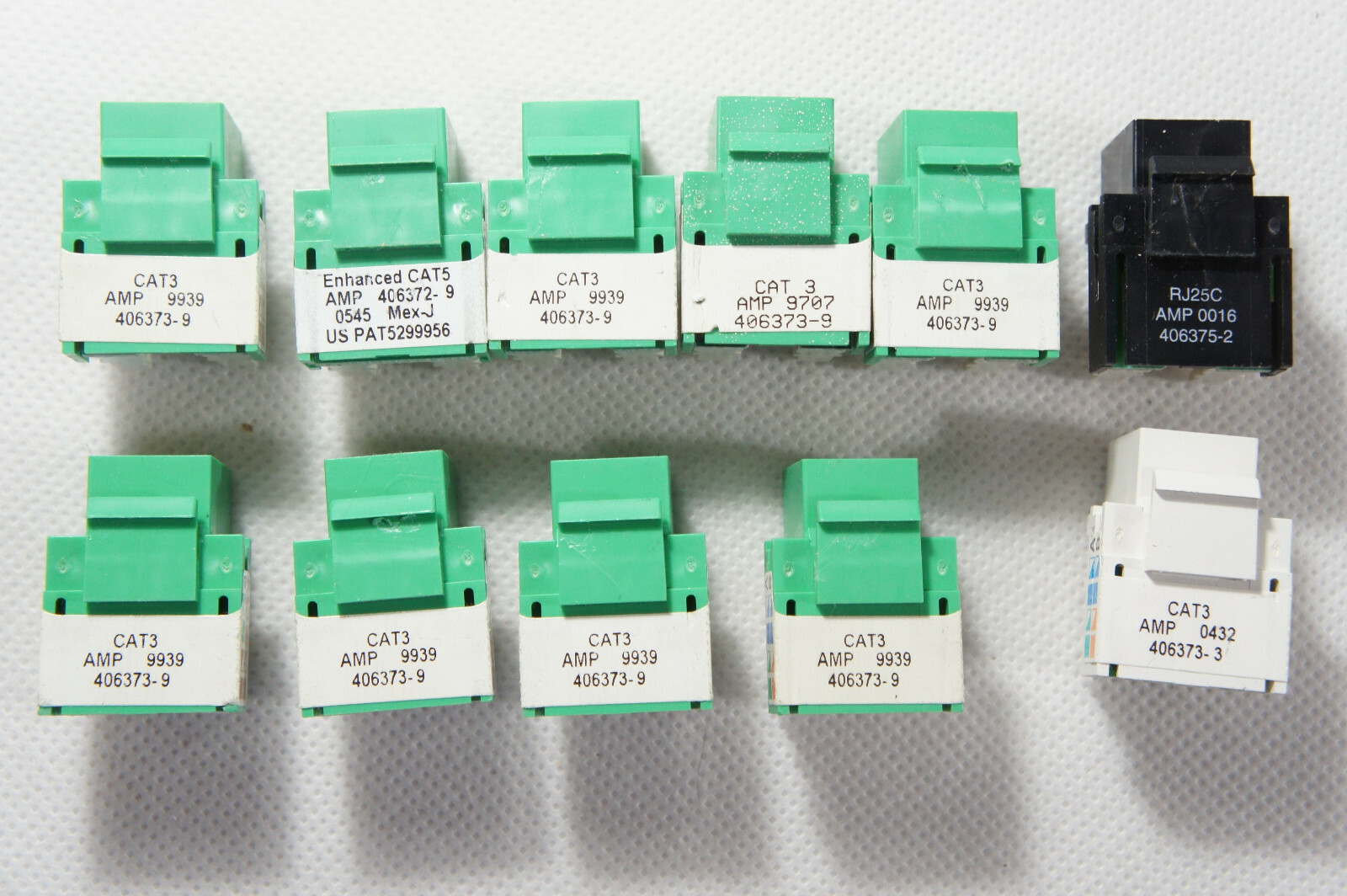 AMP NET CONNECT INSERT JACK 3RJ11 406373-9,  406375-3,  406375-2 Mixed, Lot 11  