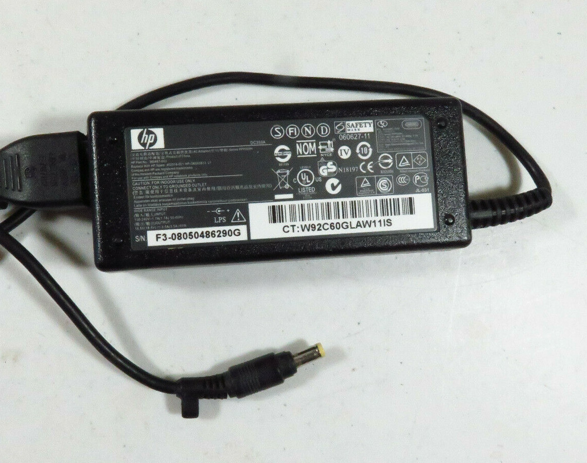 HP Power Adapter Charger Yellow tip Laptop 18.5V AC 380467-003 3.5A 65W Genuine