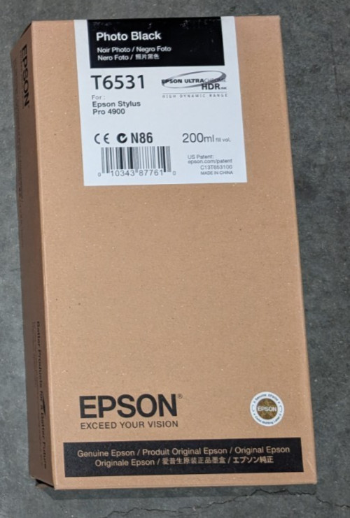 T6531 PHOTO BLACK New Genuine Epson 200ml Ultrachrome HDR Ink for StylusPro 4900