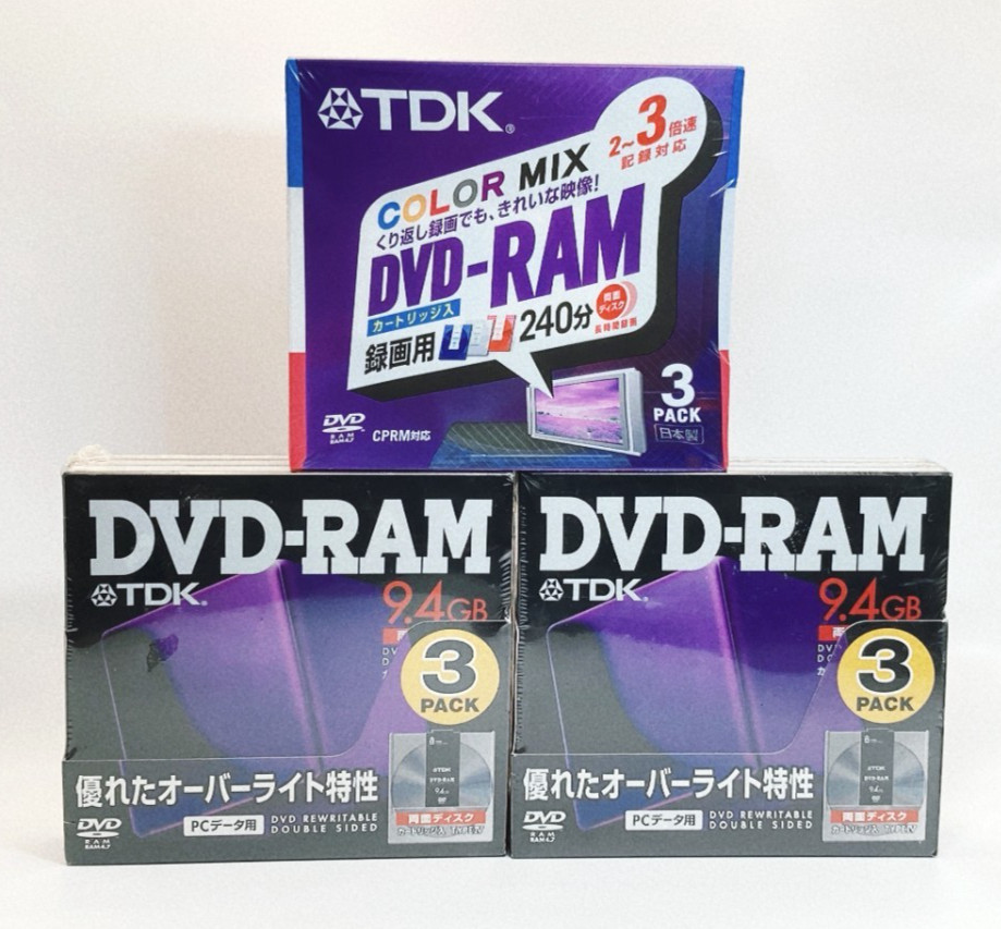 TDK DVD-RAM 9.4GB 240min Double-Sided Type 4 Rewritable Lot 9 New Sealed Japan