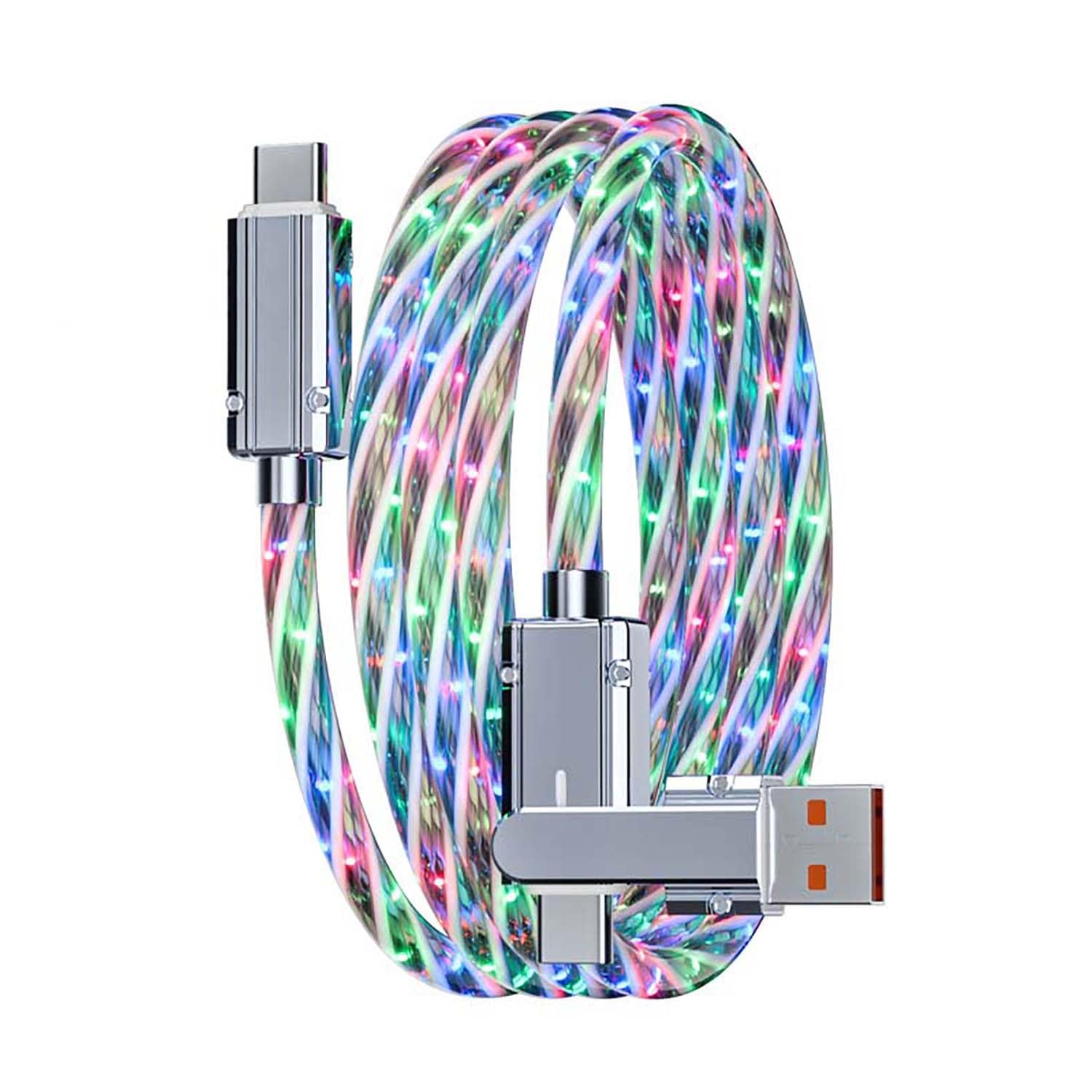 YAKUNN 2 in 1 3.3FT Starlight RGB Colorful USB C to C Fast Multicolored