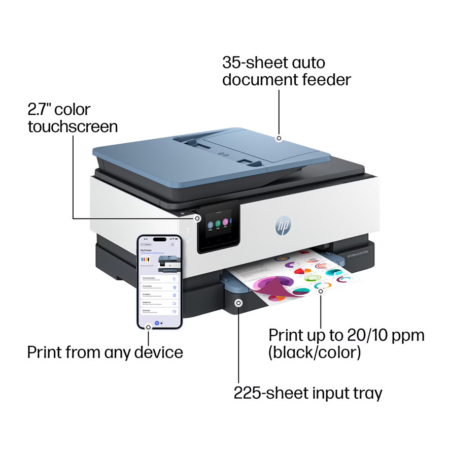 HP OfficeJet 8128e Wireless All-in-One Color Inkjet Printer-Pro. Refurbished