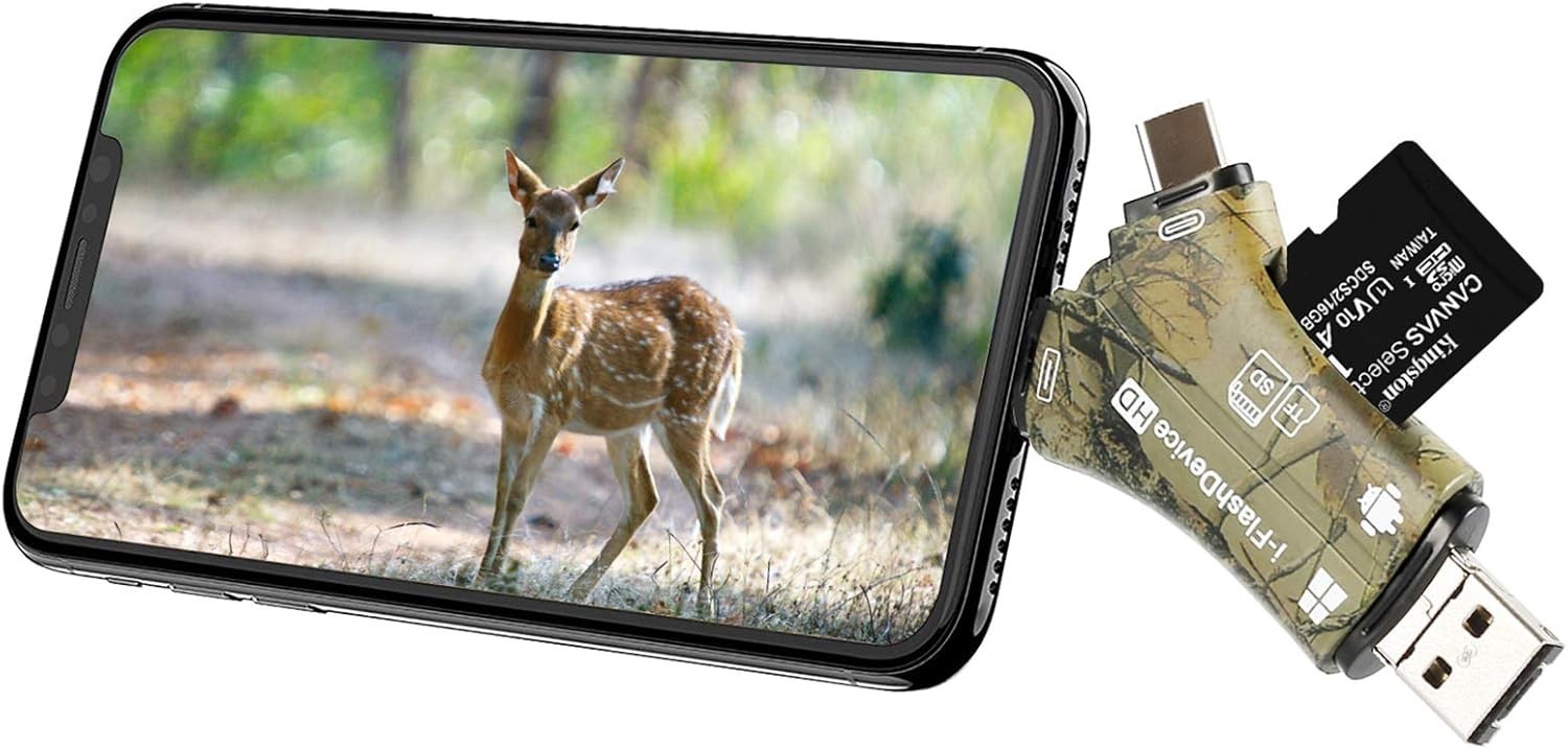 Trail Camera Viewer SD Card Reader for iPhone iPad Mac & Android, 4 in 1 SD/M...