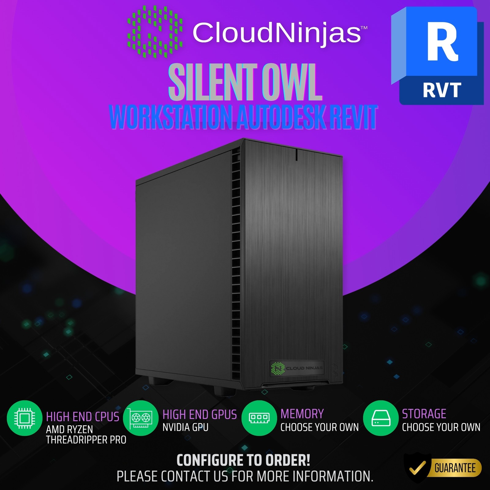 Cloud Ninjas Workstation Autodesk Revit Core Ultra 9 285K NVIDIA RTX 5080 GPU