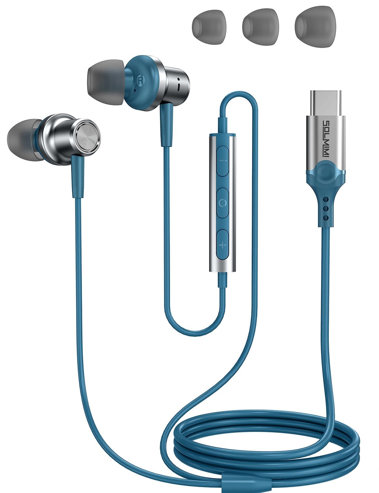 Wired Earbuds USB with Mic for Samsung iPhone Pixels Mac PC Ipad