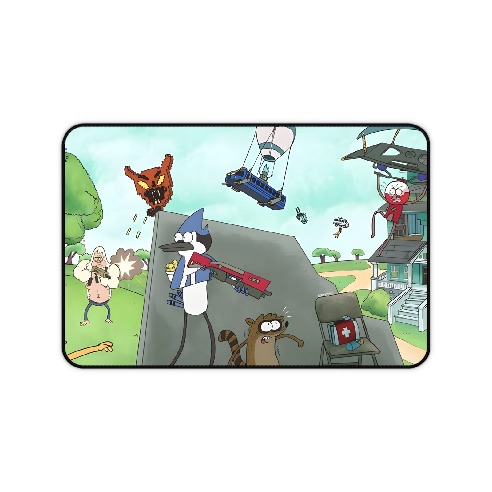 Cartoon Battle Scene Desk Mat | Gaming Mouse Pad