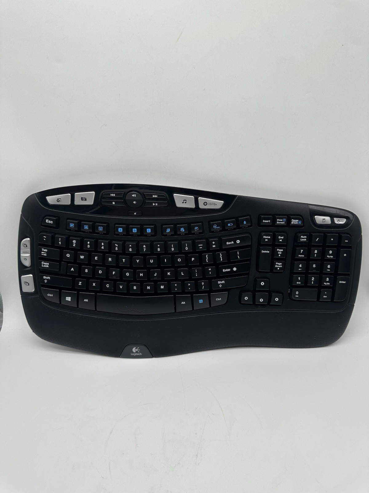 Logitech K350 Wireless Wave Keyboard Ergonomic Tested No USB Dongle