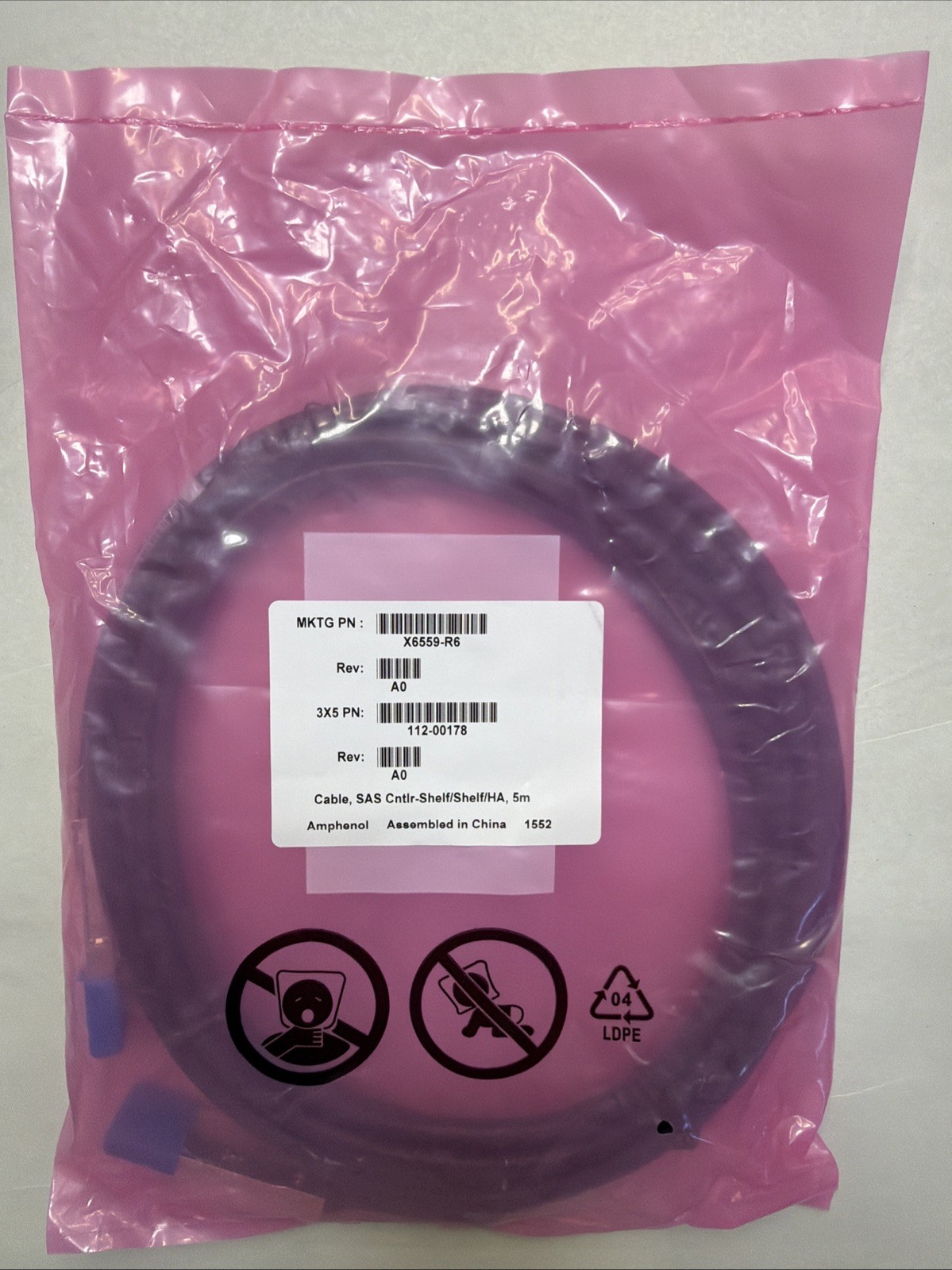 AMPHENOL X6559-R6 5M QSFP SAS Cable