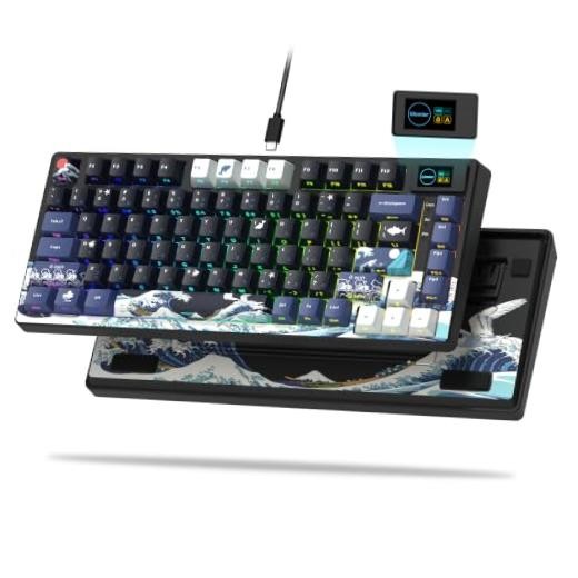 SK80 75% Keyboard with Color Multimedia Display Gaming Keyboard Kanagawa Black