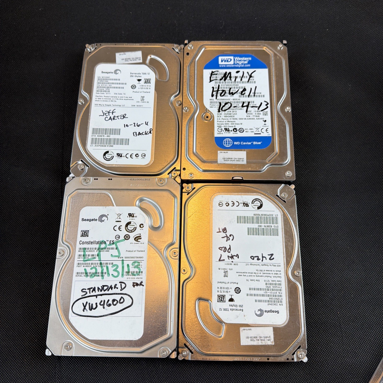 Seagate Western Digital 3.5” SATA Hard Drive HDD Lot of 4  500GB 250GB Barracuda