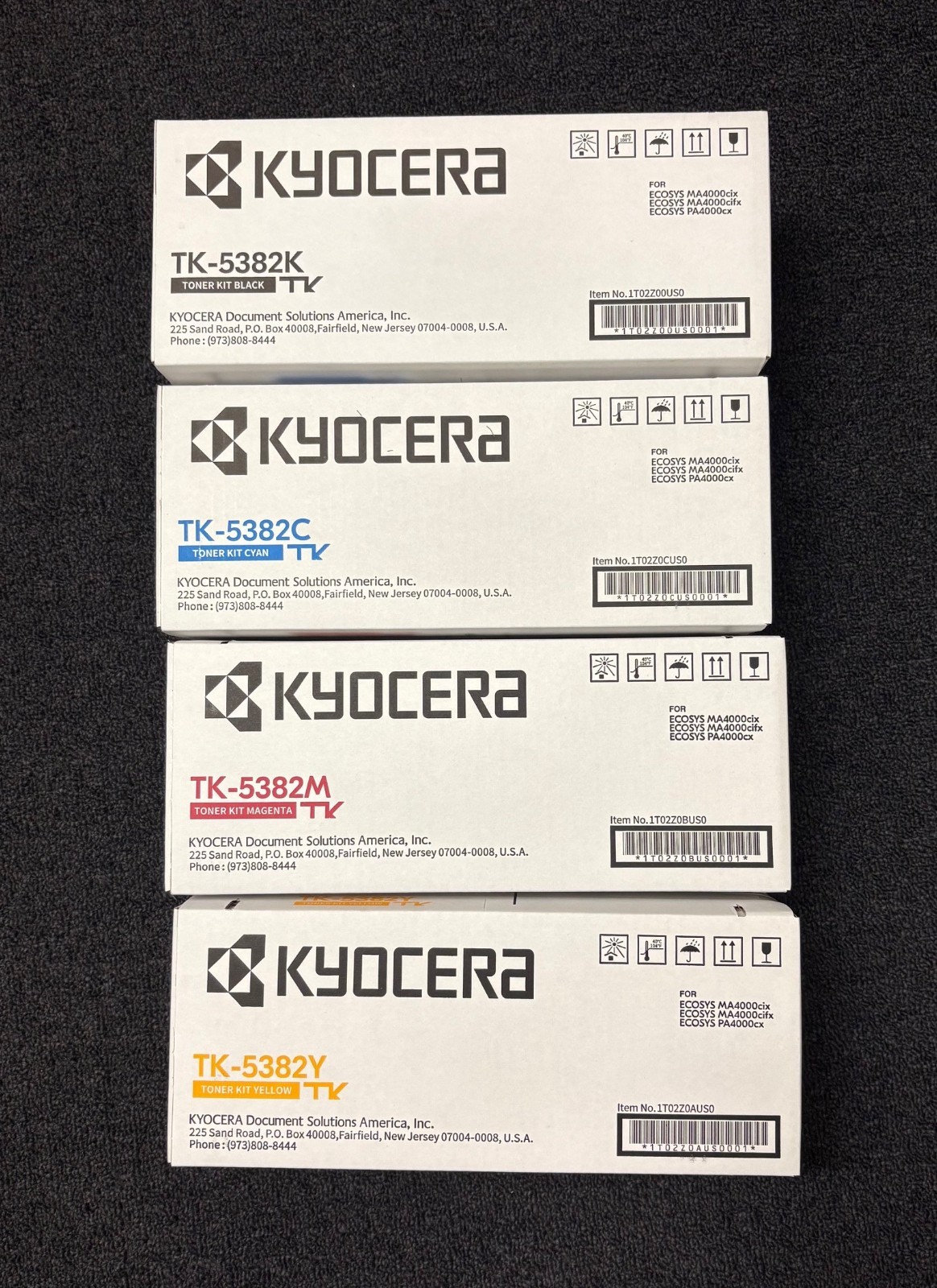 Kyocera Toner 4 Set TK5382 Toner Cartridges TK-5382K TK-5382C TK-5382M TK-5382Y