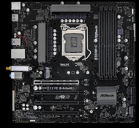 ASRock B560M-C Motherboard LGA1200 Intel B560 Micro ATX DDR4 Dual M.2 WiFi BT