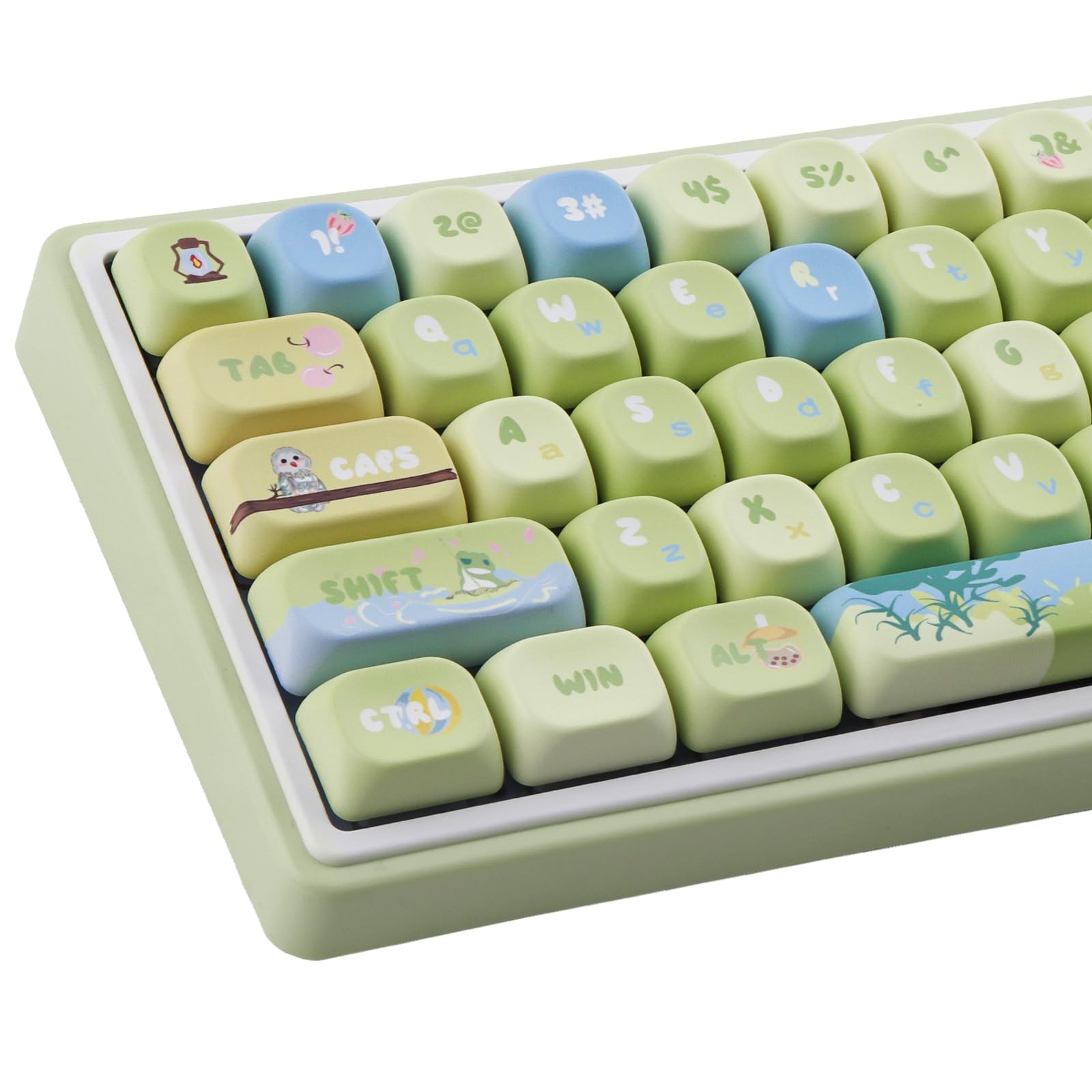 Forest Cute Green MOA Profile PBT Custom Theme Keycap Set 130 Keys MX Switch