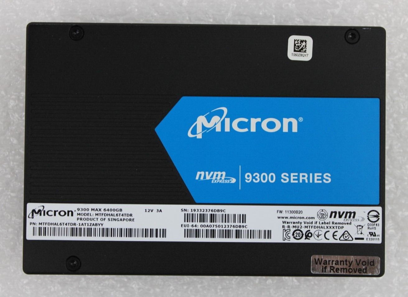 Micron 9300 Max MTFDHAL6T4TDR-1AT1ZABYY 6.4TB NVME U.2 2.5\
