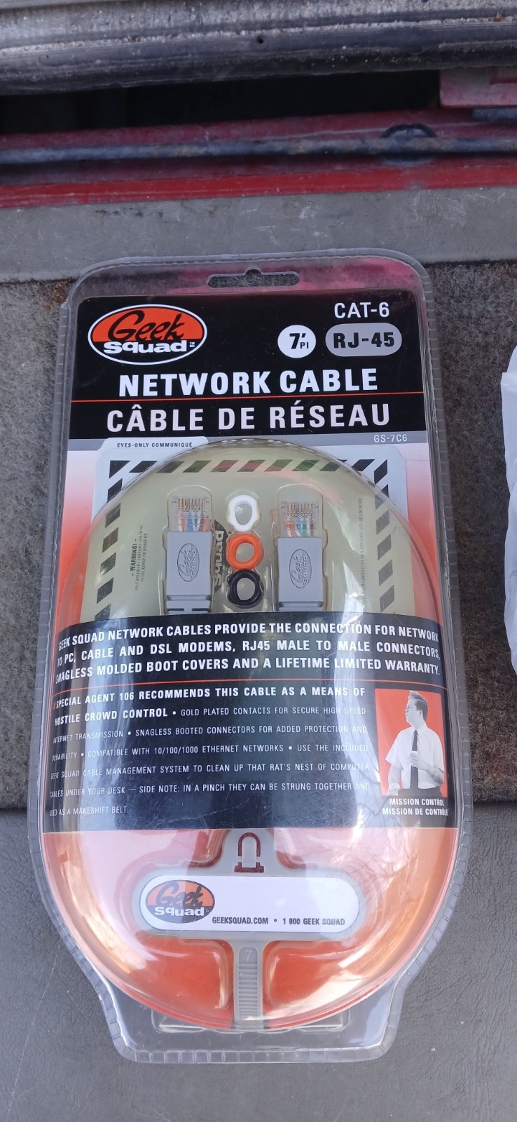 Brand New Geek Squad Network Cable RJ-45 Cat-6 GS-7C6 7' Ethernet Cord