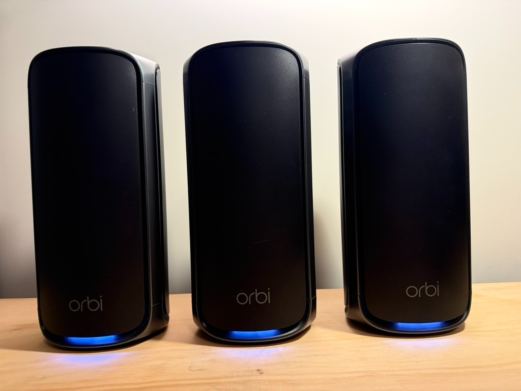 Netgear Orbi 970 Series Quad-Band WiFi 7 Mesh System, 3-Pack, Black (RBE973SB)