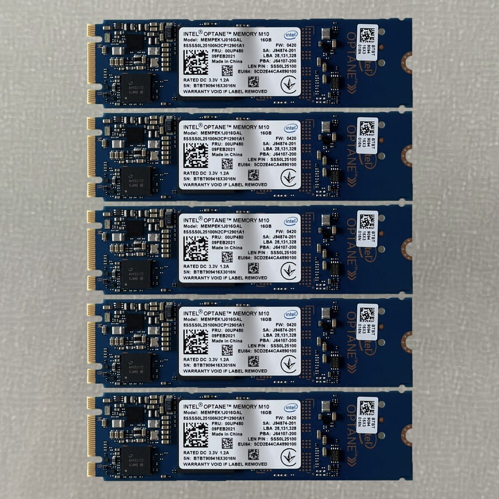 5x Intel Optane Memory M10 SSD M.2 2280 16GB MEMPEK1J016GAD PCIe 3.0 Xpoint NVMe