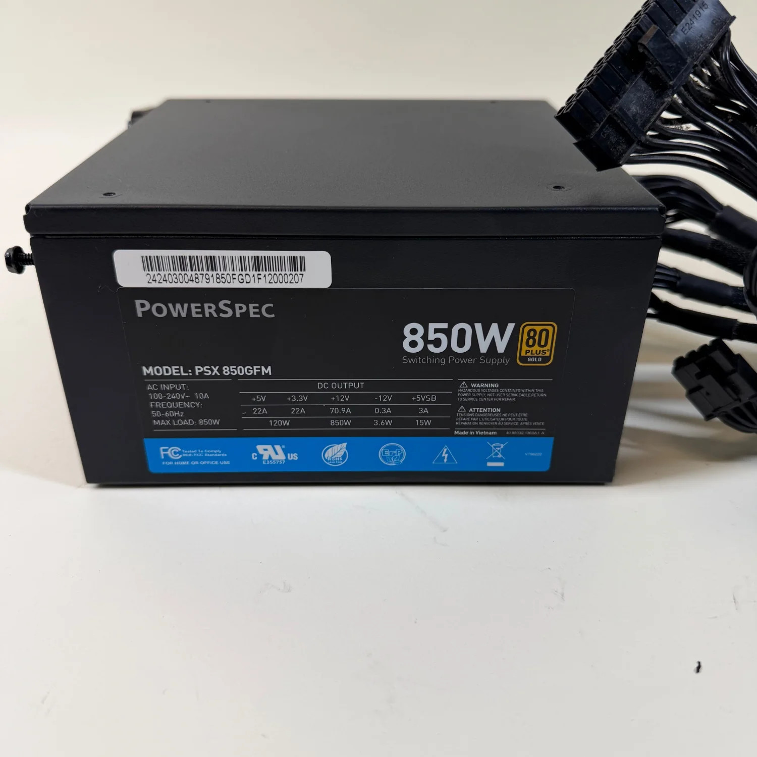 PowerSpec PSX 850GFM 80 Plus Gold 850W Fully Modular Power Supply