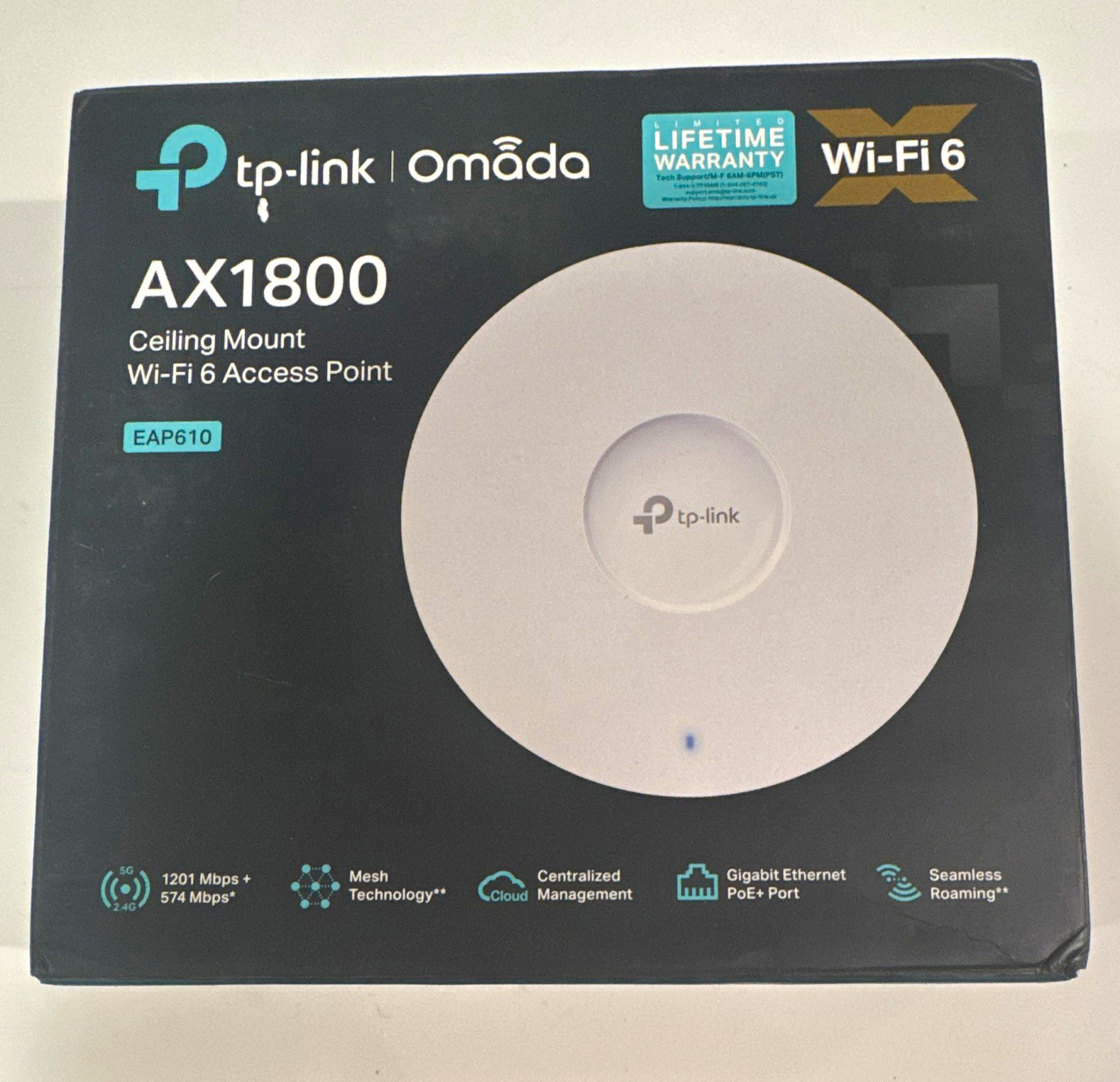 TP-LINK Omada EAP610 | AX1800 Dual-Band Wi‑Fi 6 Ceiling Mount AP White