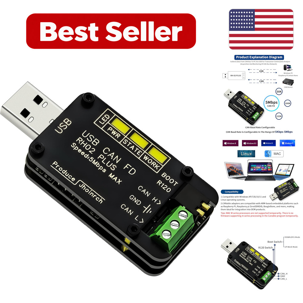 Single Board Computer USB to CAN FD Converter Adapter RH-02 PLUS Up to 5 Mbps