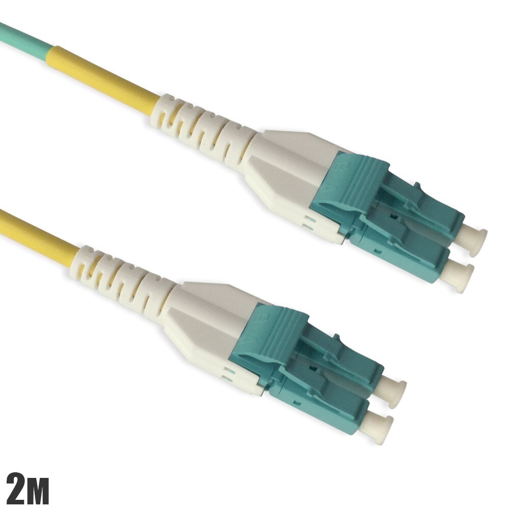 2M Uniboot LC UPC to LC UPC OM3 Multi Mode 50/125 Duplex Fiber Optic Cable Aqua