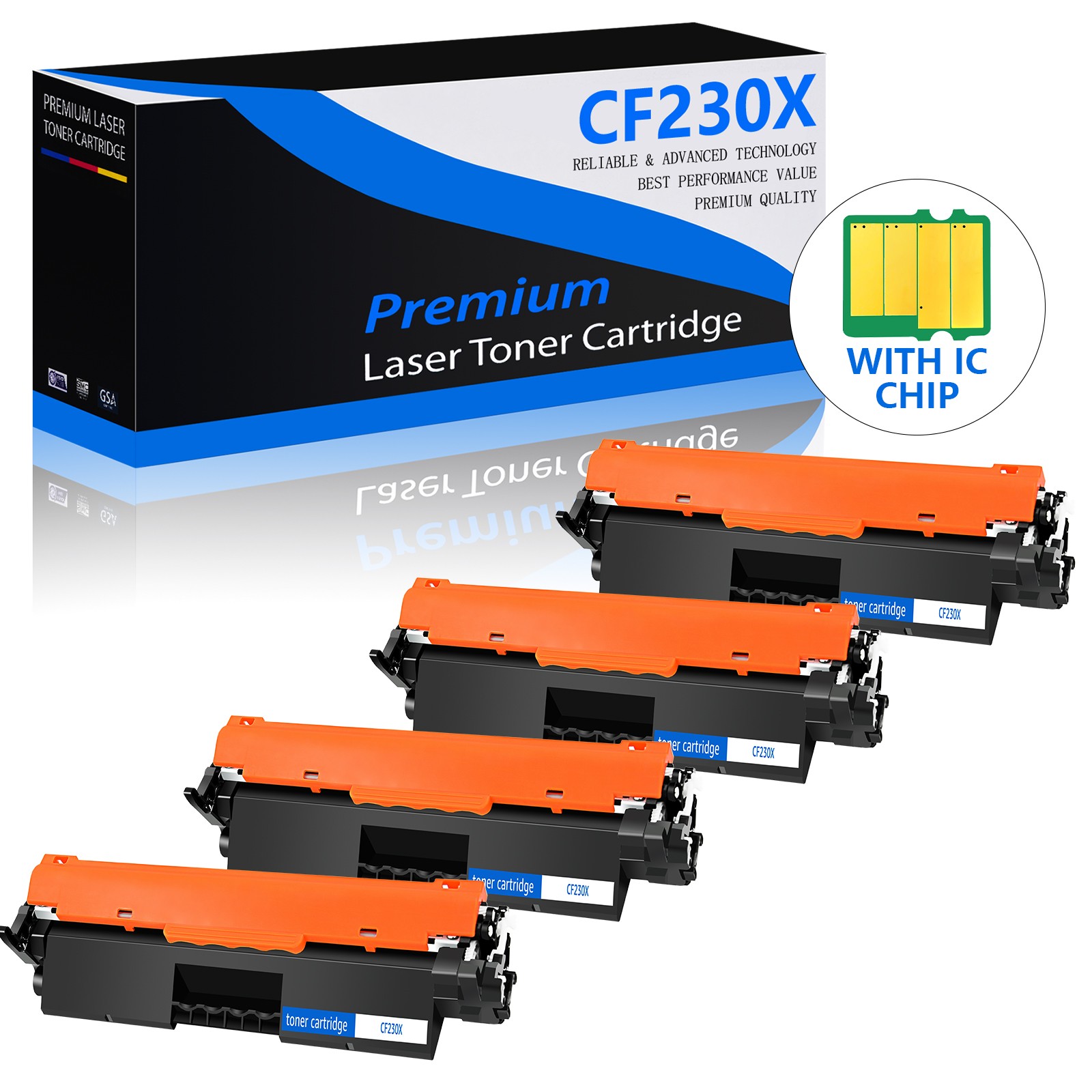 4 Pack - CF230X 30X Toner Cartridge Compatible for HP M203dn M203dw M227fdw INK