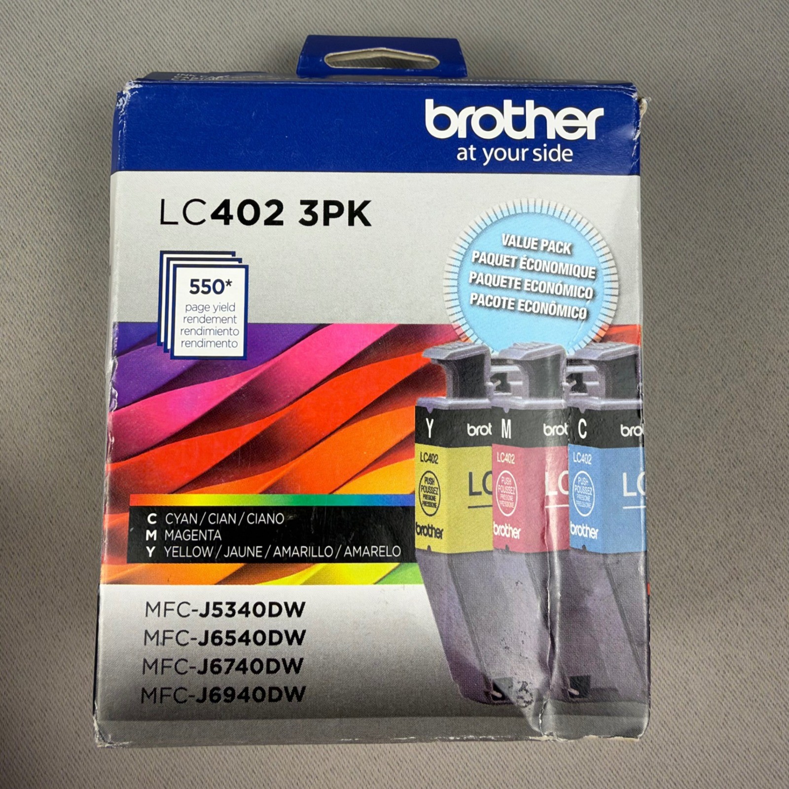 Brother LC402 3PK Innobella Ink Cartridges Cyan Magenta Yellow 550 Page Yield