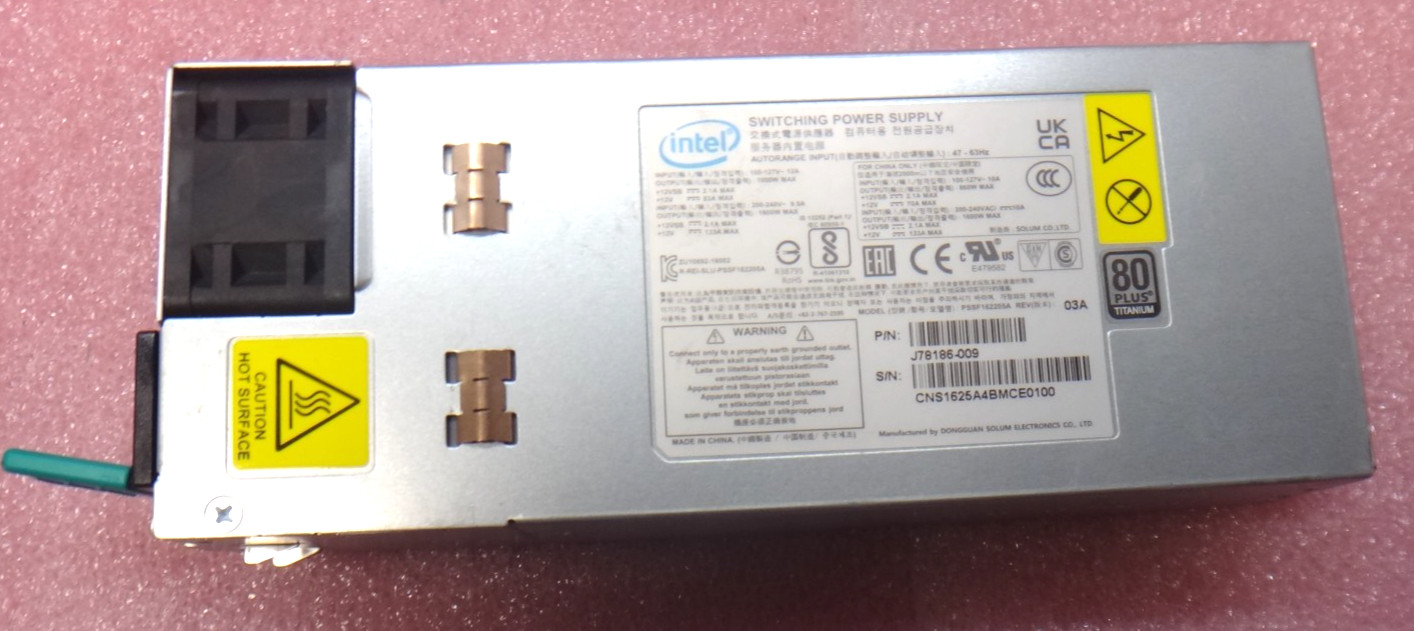 Genuine Intel PSSF162205A 1600W Server Switching Power Supply J78186-009