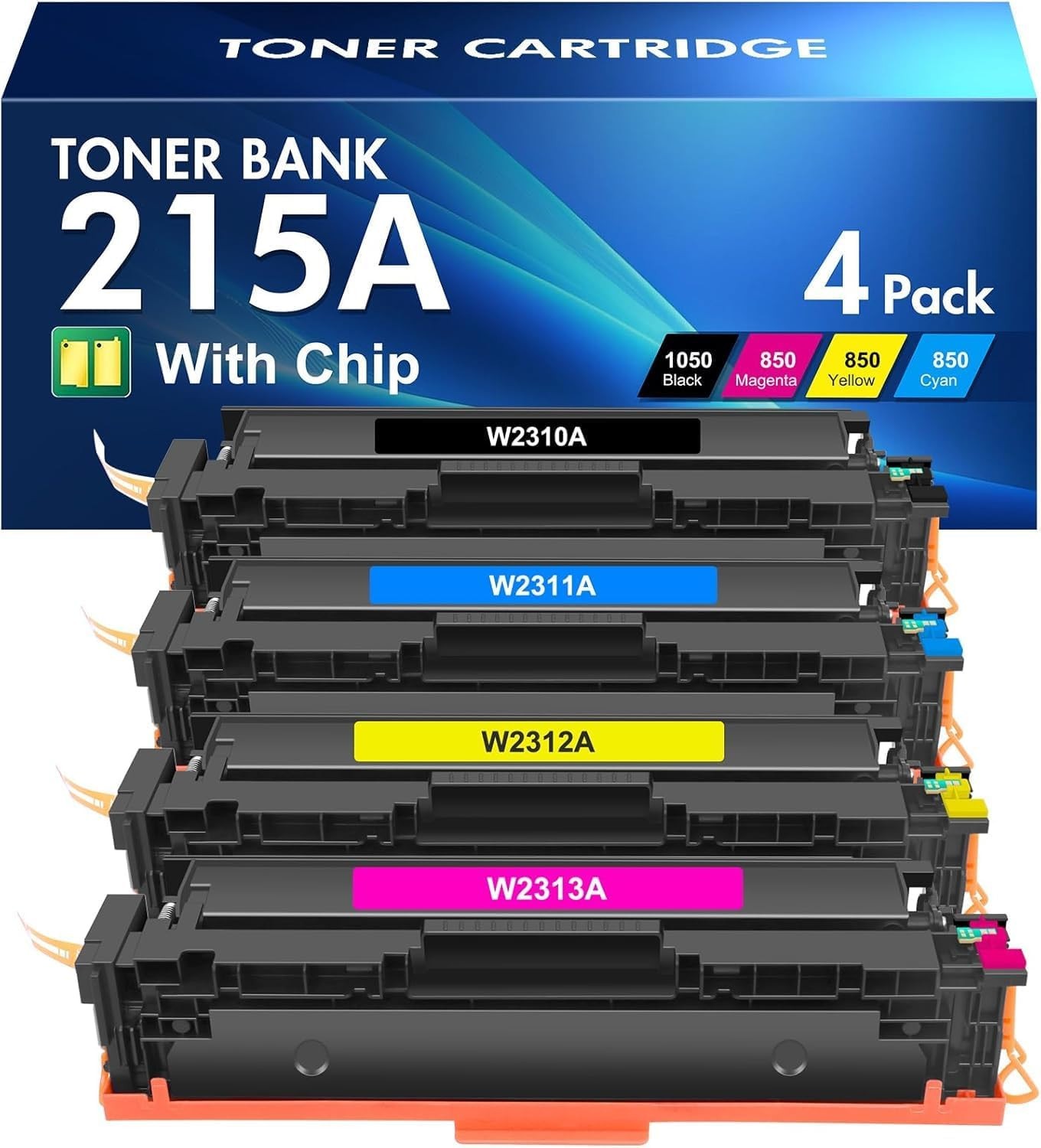 215A Toner Cartridges 4 Pack (with Chip) Compatible Replacement for 215A
