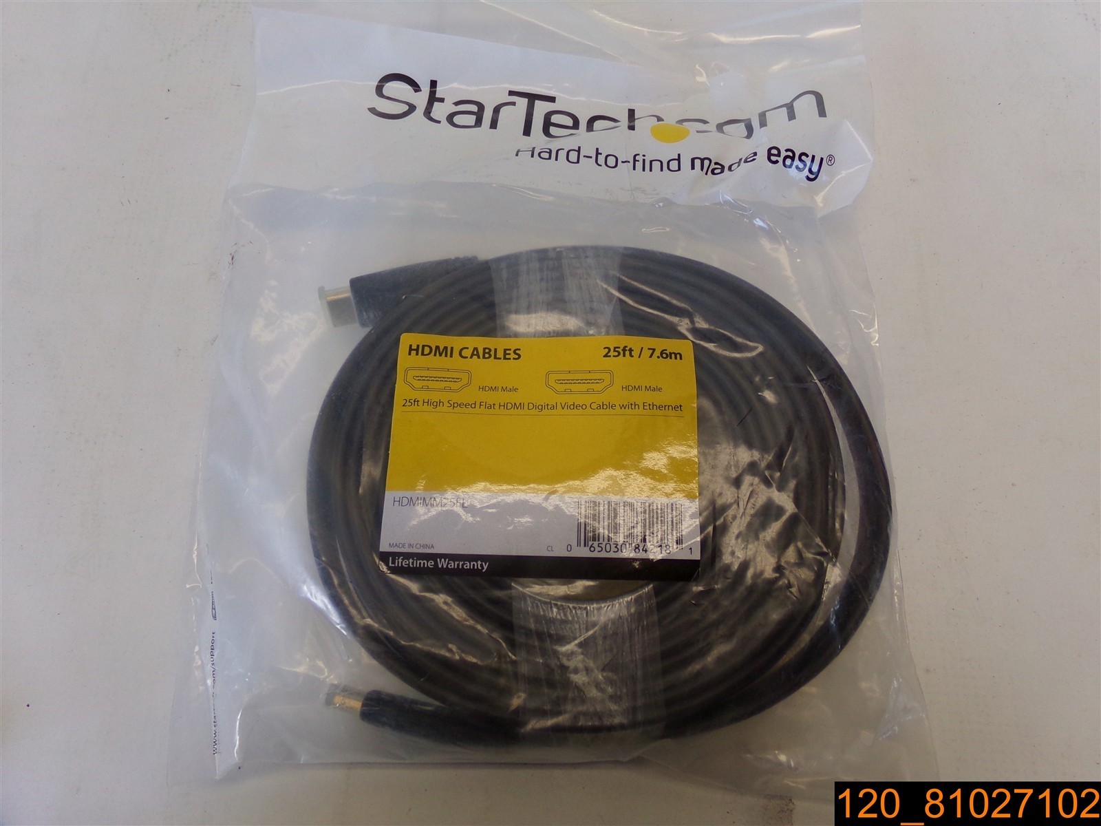 StarTech HDMIMM25FL 25 ft. Black Flat High Speed HDMI Cable with Ethernet M-M