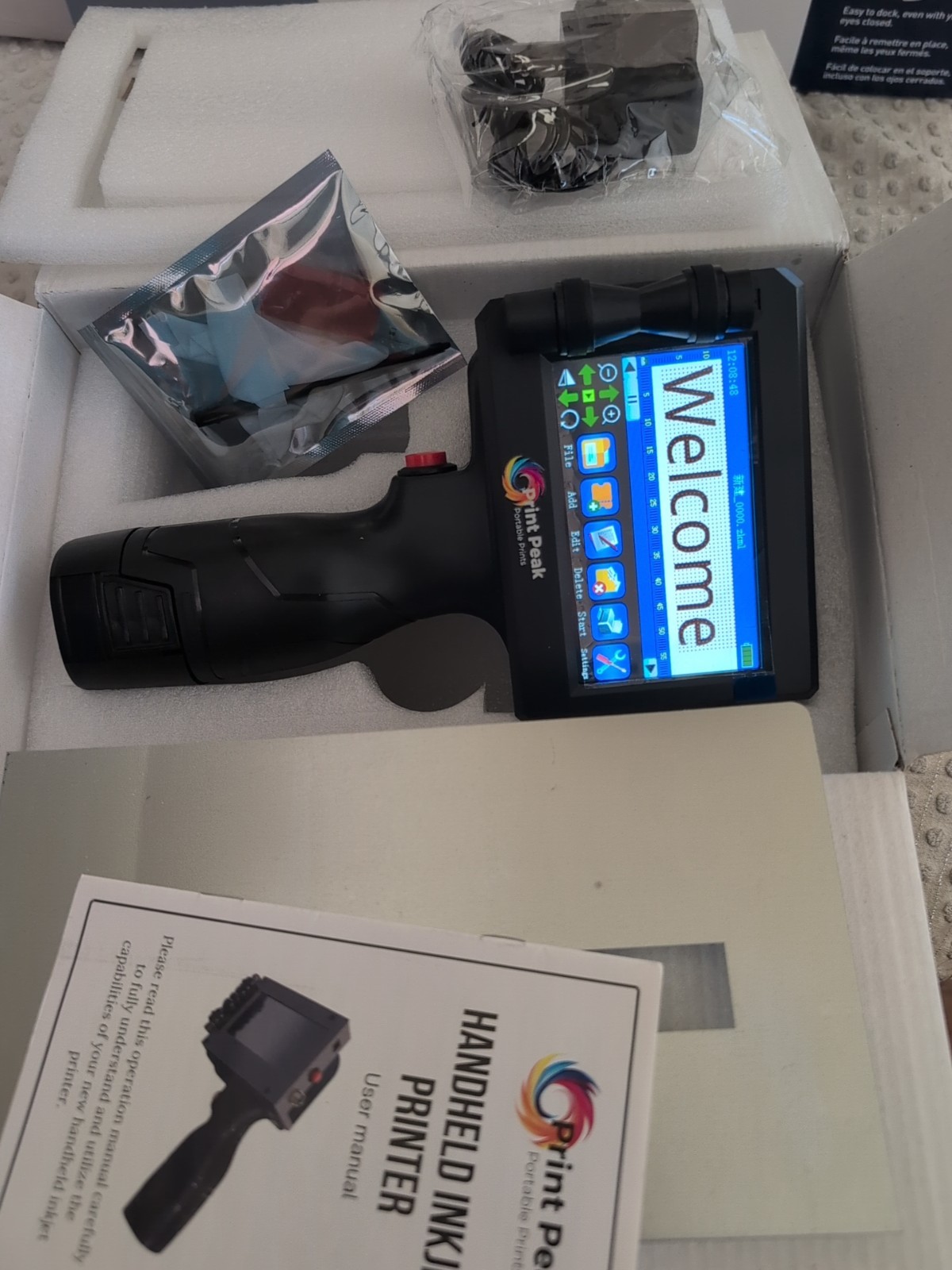 Print Peak Handheld Inkjet Printer For Multi-Surface 12.7mm/0.5" ( Ink Not Incl)