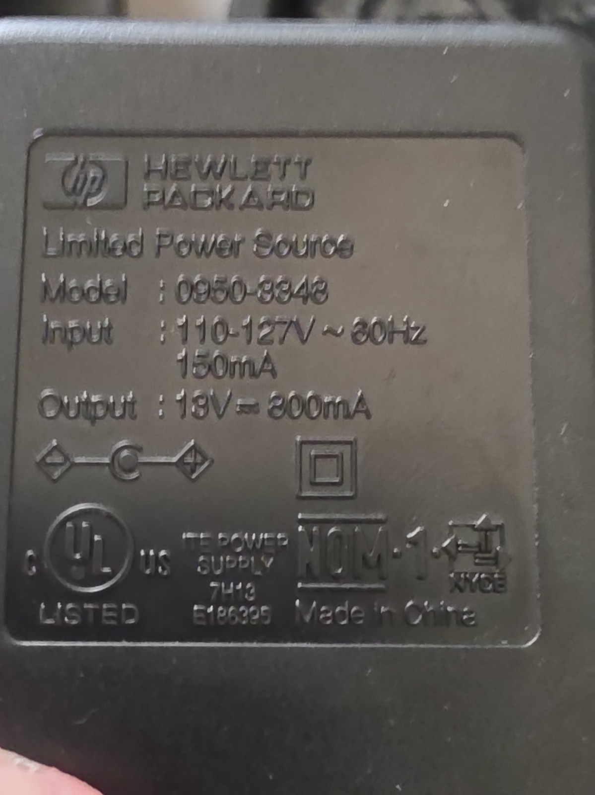 Genuine HP AC DC Wall Limited Power Source 13V 800mA Model P/N 0950-3348 OEM