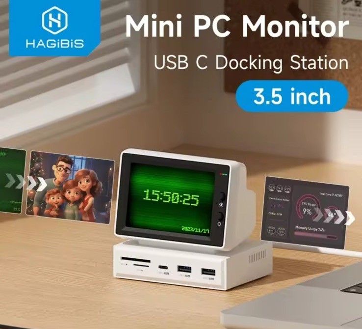 Hagibis 3.5inch IPS Mini Screen AIDA64 Mini PC CPU RAM HDD Data Monitor Display