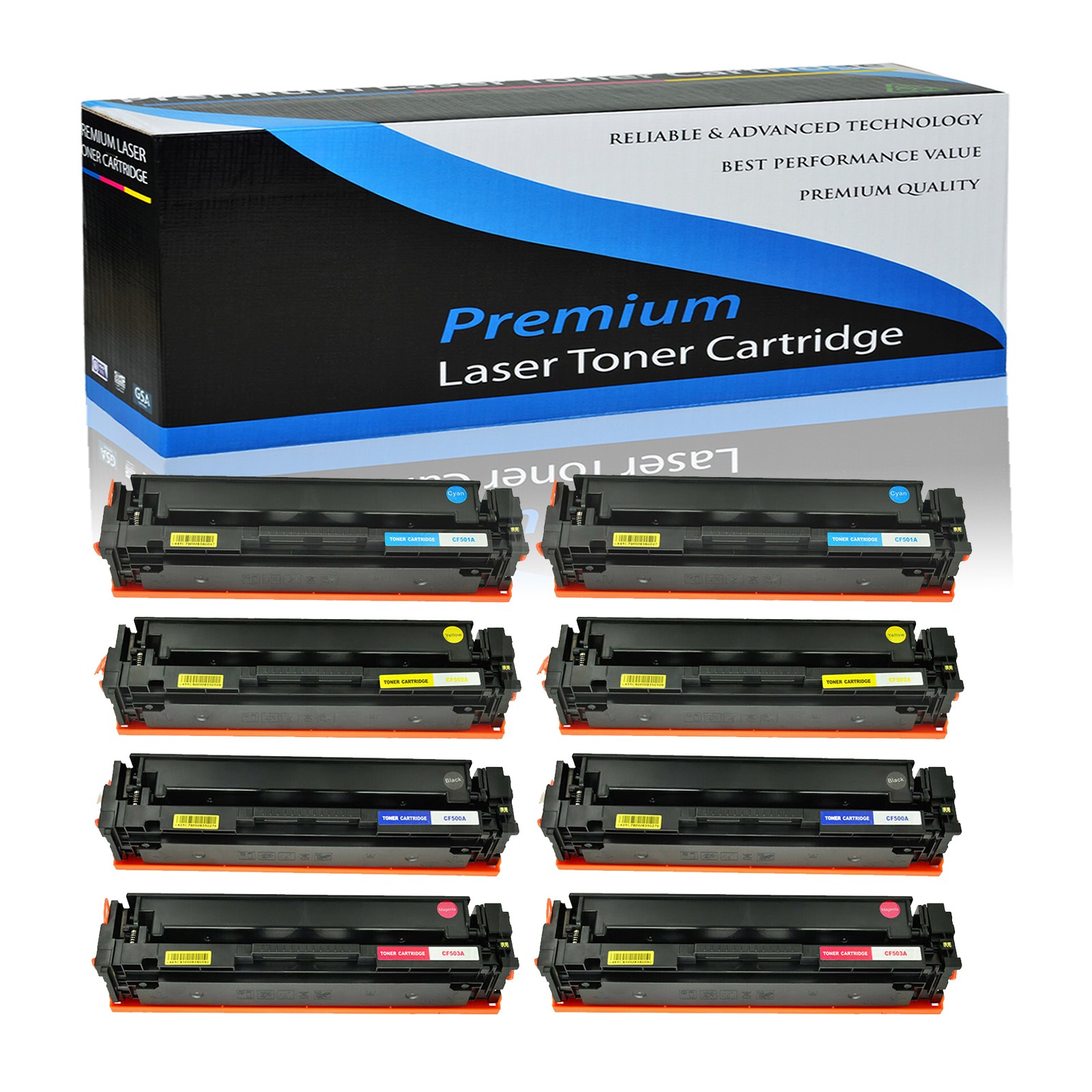 8PK CF500A BK C Y M Toner Set For HP 202A LaserJet Pro MFP M281fdn M254dw M254dn
