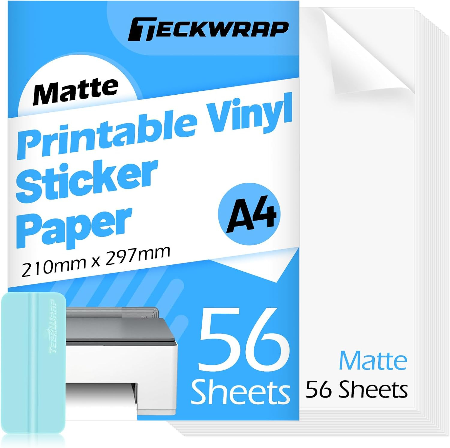 TECKWRAP Printable Vinyl Sticker Paper for Inkjet Printer, Matte Inkjet Printabl