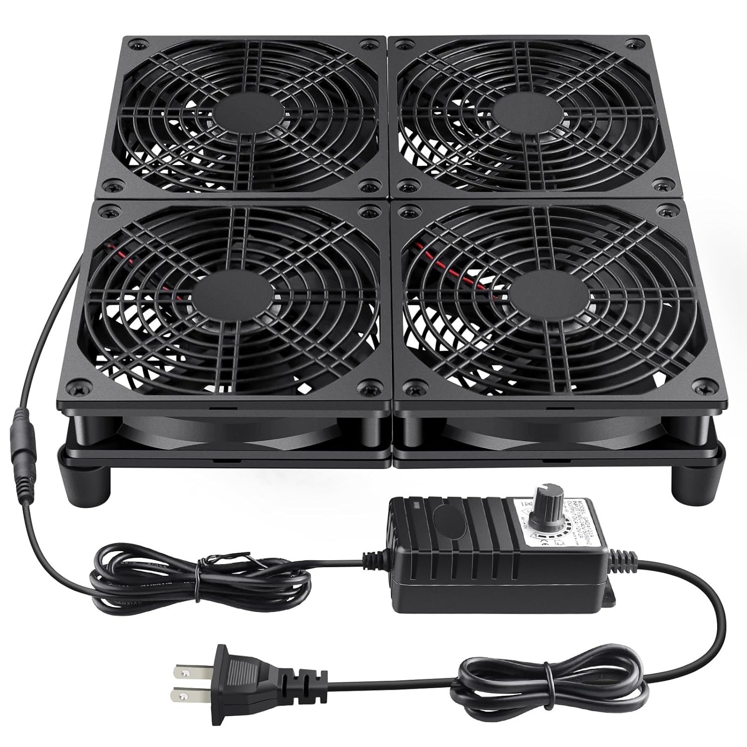 120Mm X 4 Router TV Box Fan 110V - 240V Big Airflow with Speed Control for DIY G