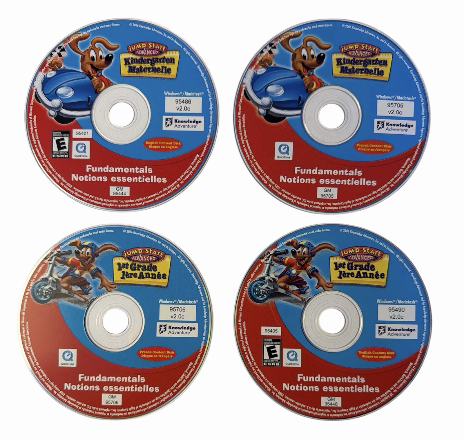 JumpStart Advanced 1st Grade + Kindergarten Essentials PC CD-ROM Discs Only