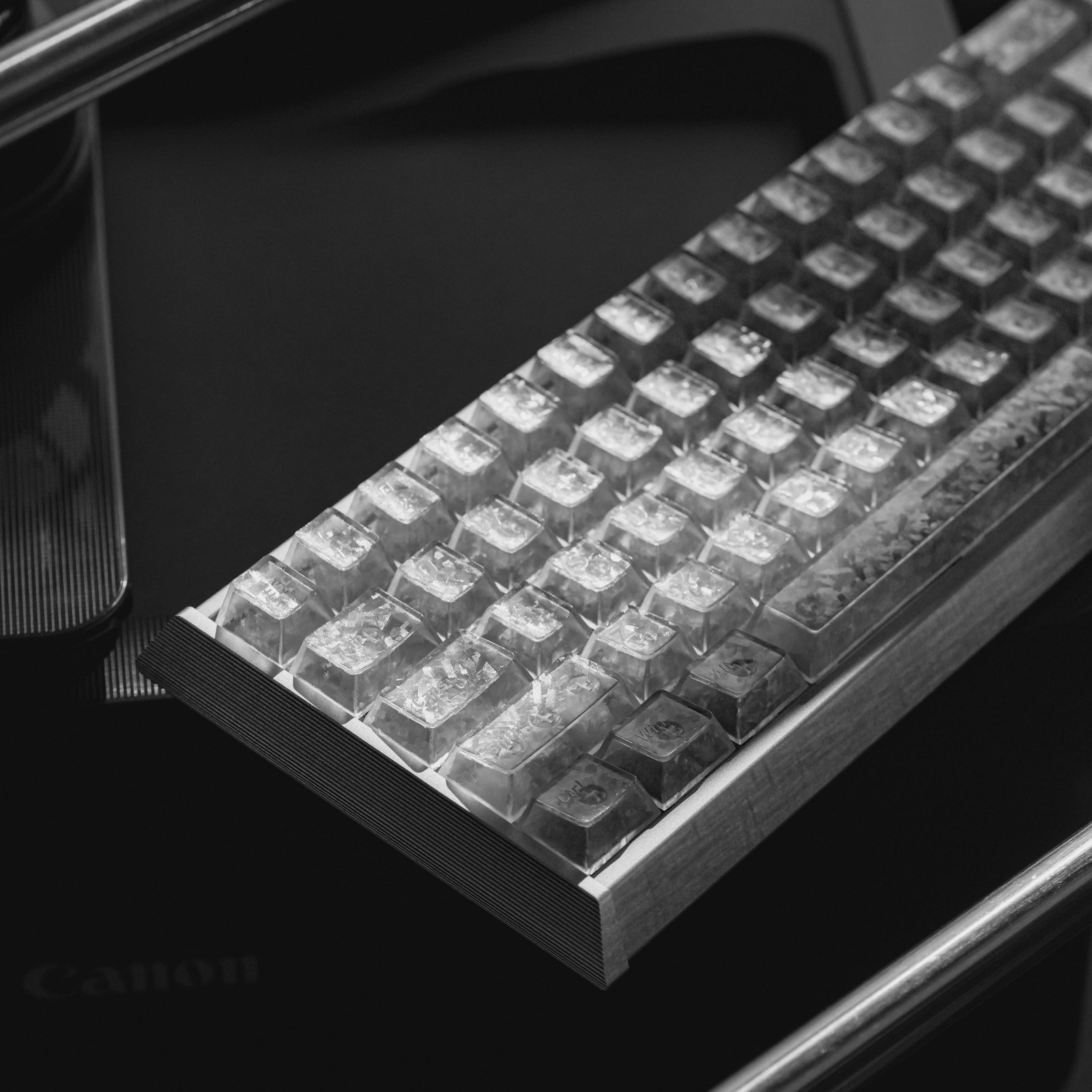 Crystal Clear Carbon Fiber Top Print Keycaps PC Cherry Profile 132 Keys Set