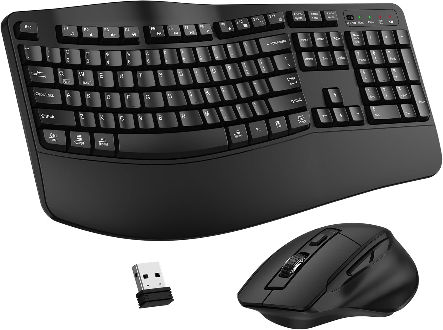 ULSOU MK399 Wireless Ergonomic Wave Keyboard & Mouse – 2.4GHz, Comfort Design