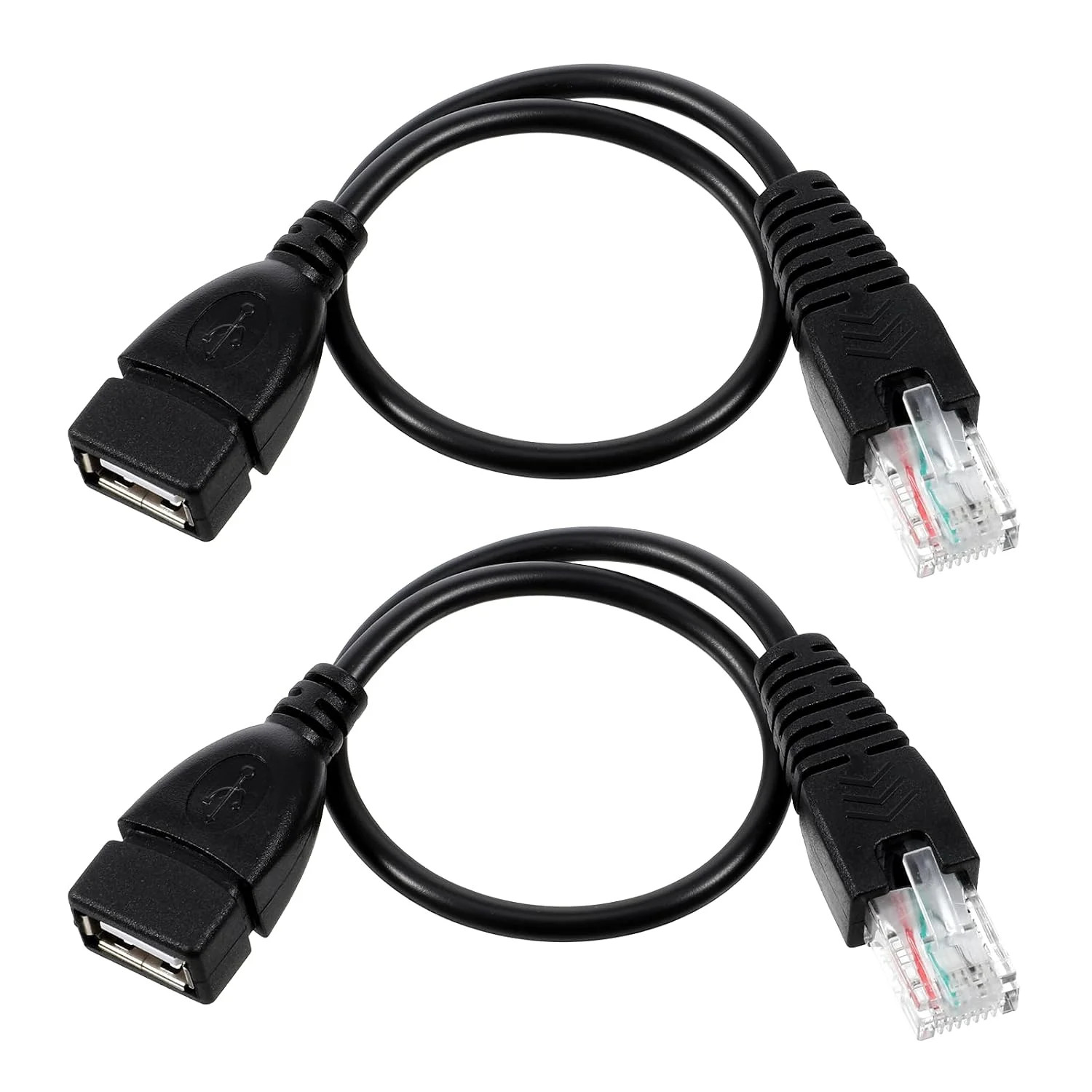 2 Pcs USB 2.0 to RJ45 Ethernet Adapter, Black USB2.0 Female to RJ45 8P4C Male