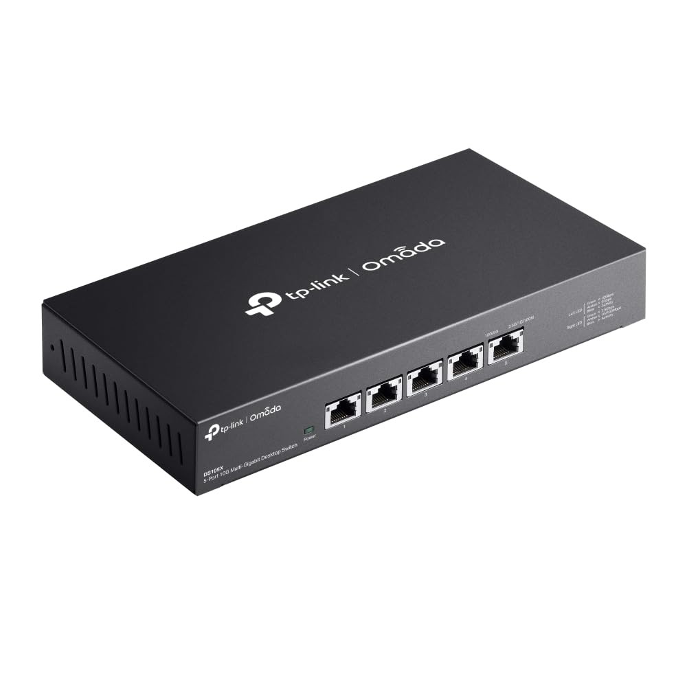 TP-Link Omada 5-Port 10G Unmanaged Switch, 100Gbps Capacity, 5-Speed Black
