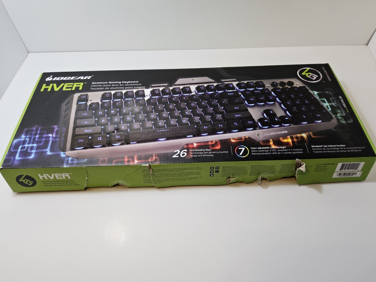 IOGEAR Kaliber Gaming HVER Aluminum Gaming Keyboard, Black/Gray, GKB704L-BK