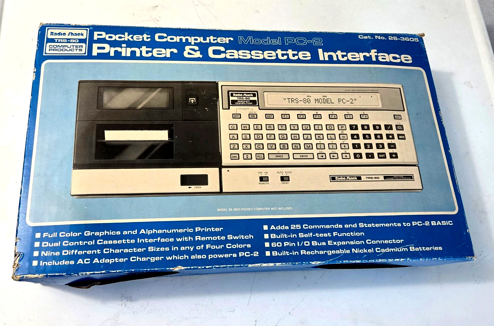 Radio Shack TRS-80 Pocket Computer/Printer PC-2 Original Box, Booklets (Itemcp)