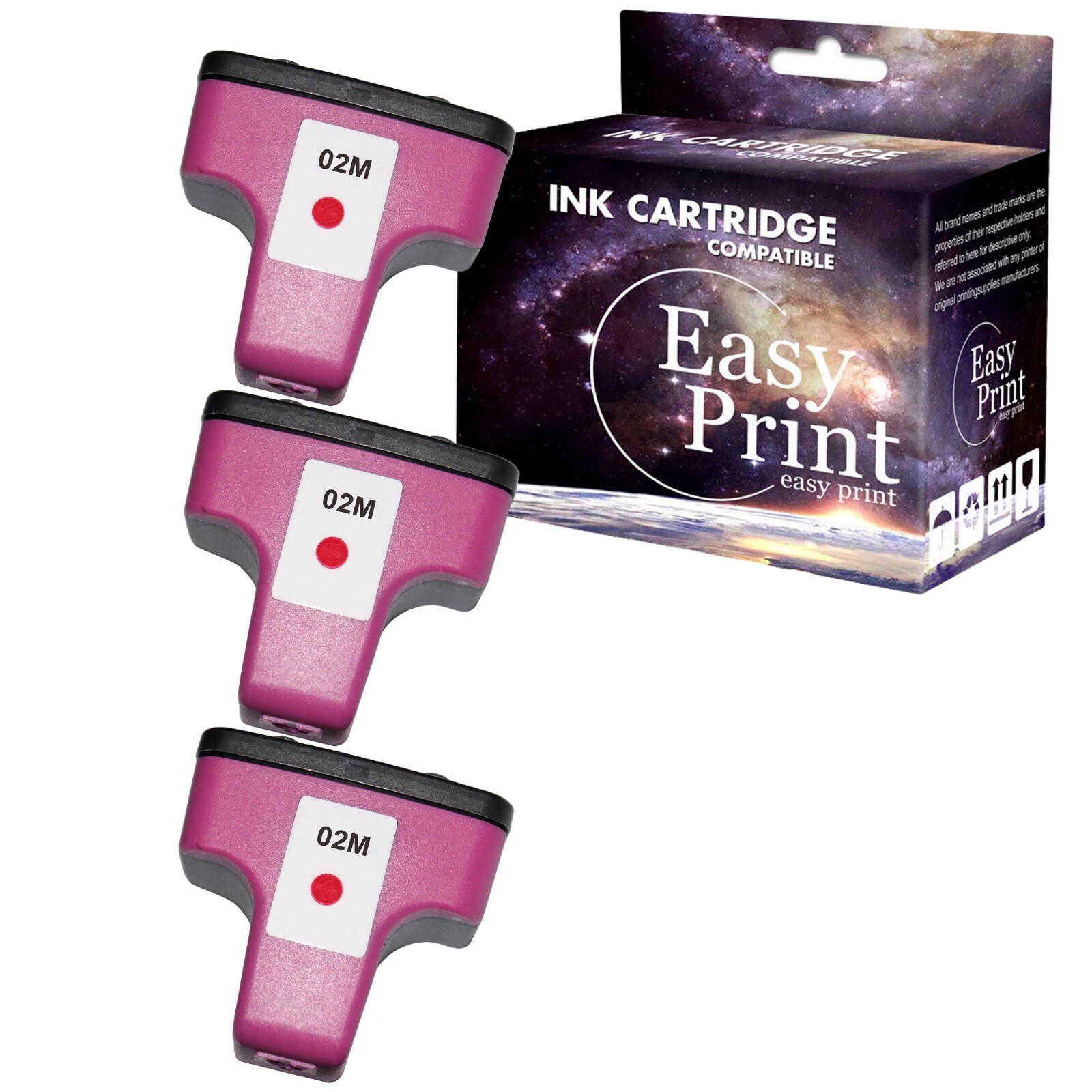 3PK replace for HP 02 Series Ink Cartridge Magenta for PhotoSmart 3108 3210