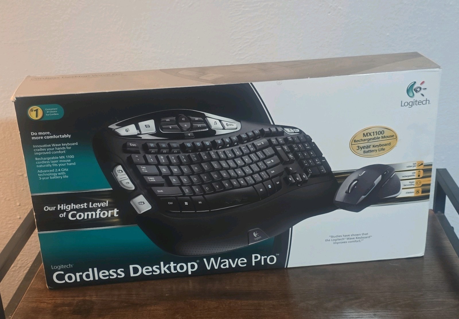 Sealed Logitech Cordless Desktop Wave Pro Keyboard and Laser Mouse (Black)