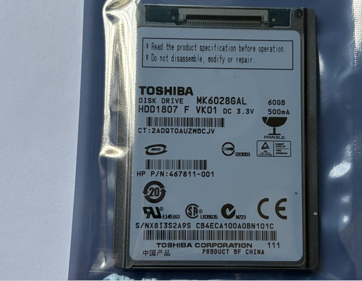 Toshiba MK6028GAL 60GB 1.8" CE 5MM hard drive disk for Laptop/IPOD/ Video camera