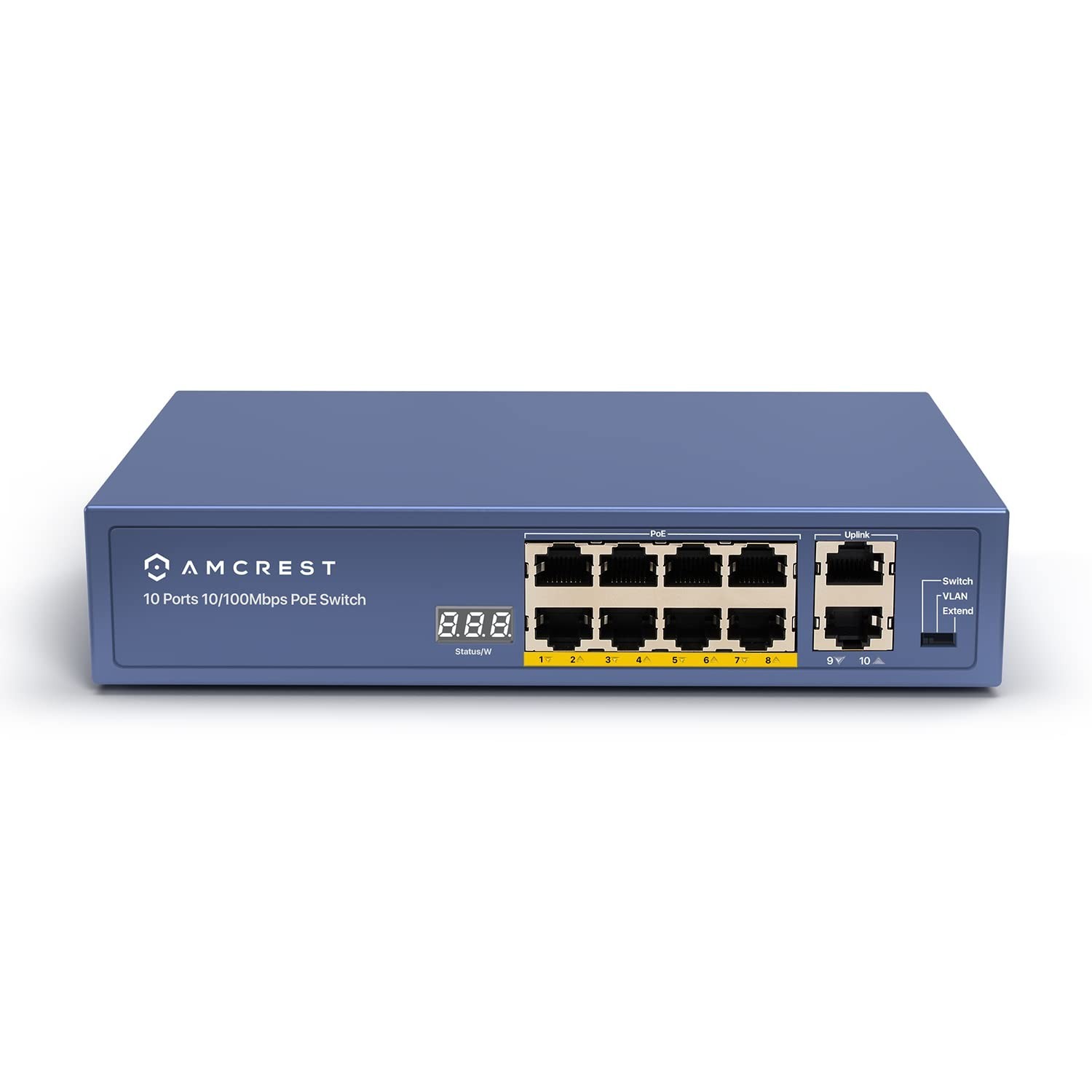 Amcrest 8-Port POE+ Switch, Power Over Ethernet, 802.3at, 96W, Metal Housing,...